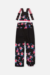 Deux par Deux girls' PLAY two-piece snowsuit in black rose print, alternate angle