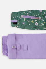 Deux par Deux green mini flower PLAY snowsuit with purple pants, product photo 10
