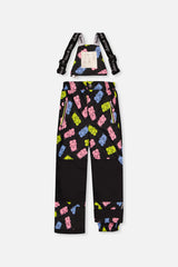 Deux par Deux girls' PLAY two-piece snowsuit in Multicolor Gradient with gummy-bear print pants, additional product view