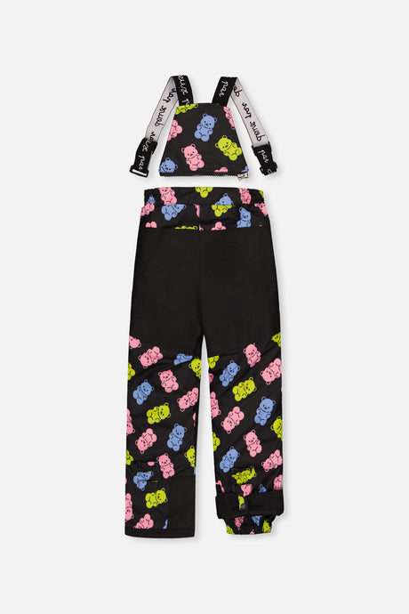 Deux par Deux girls' PLAY two-piece snowsuit in Multicolor Gradient with gummy-bear print pants, additional product view