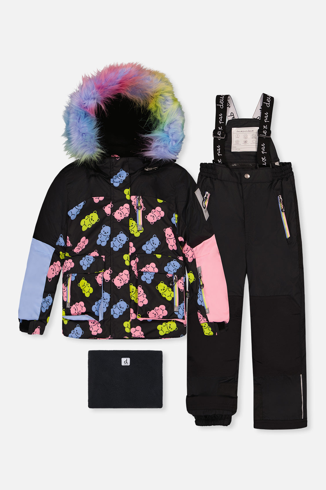 Two Piece Play Snowsuit Black Gummy Bear Print-0
