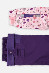 Deux par Deux girls' PLAY snowsuit with pink mini flower jacket and navy snow pants, additional product view