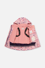Deux par Deux girls' PLAY snowsuit with pink mini flower jacket and navy snow pants, additional product view