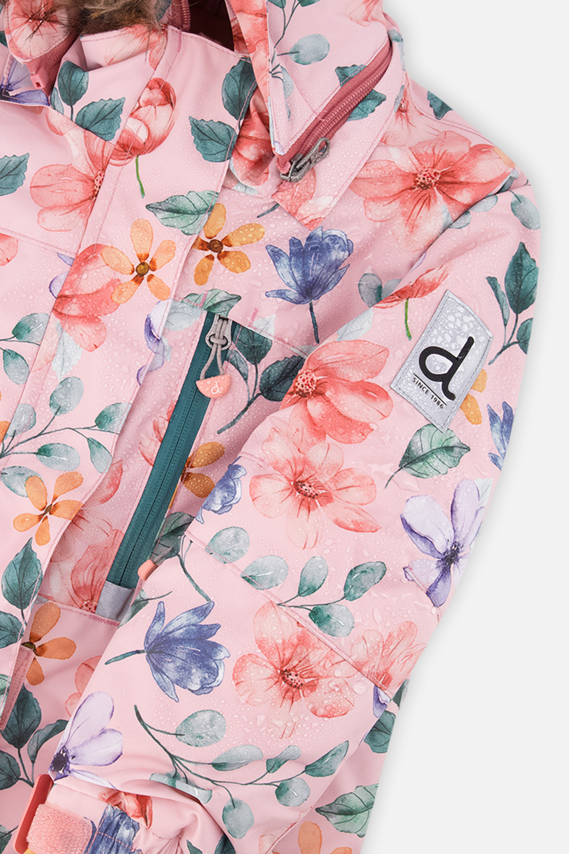 Deux par Deux Two Piece Play Snowsuit Pink Vintage Floral Print