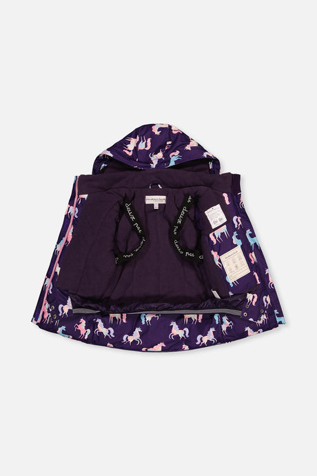 Deux par Deux purple unicorn PLAY snowsuit with multicolored pants, product photo 4