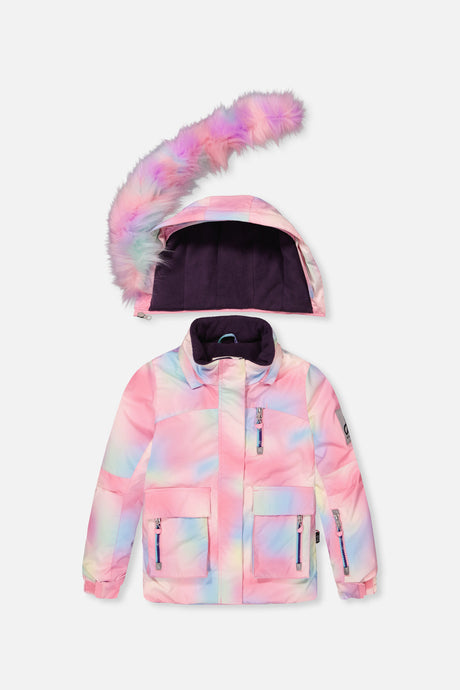 Two Piece Play Snowsuit Multicolored With Purple Unicorn Print Pants-4