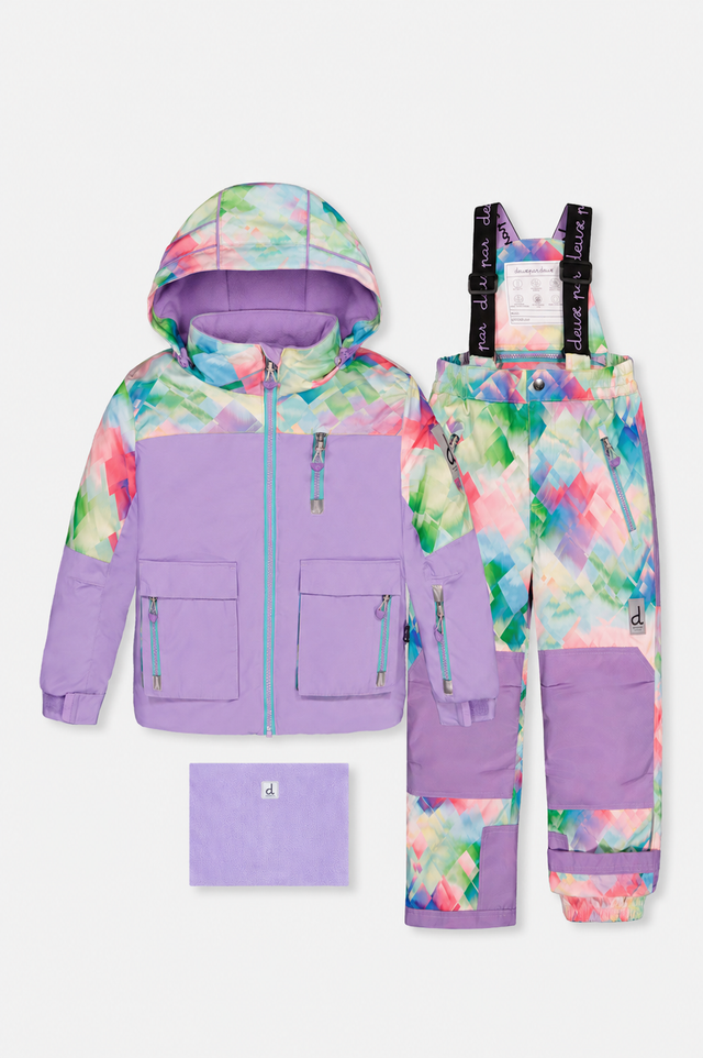 Two Piece Play Snowsuit Multicolored With A Diamond Pattern-0