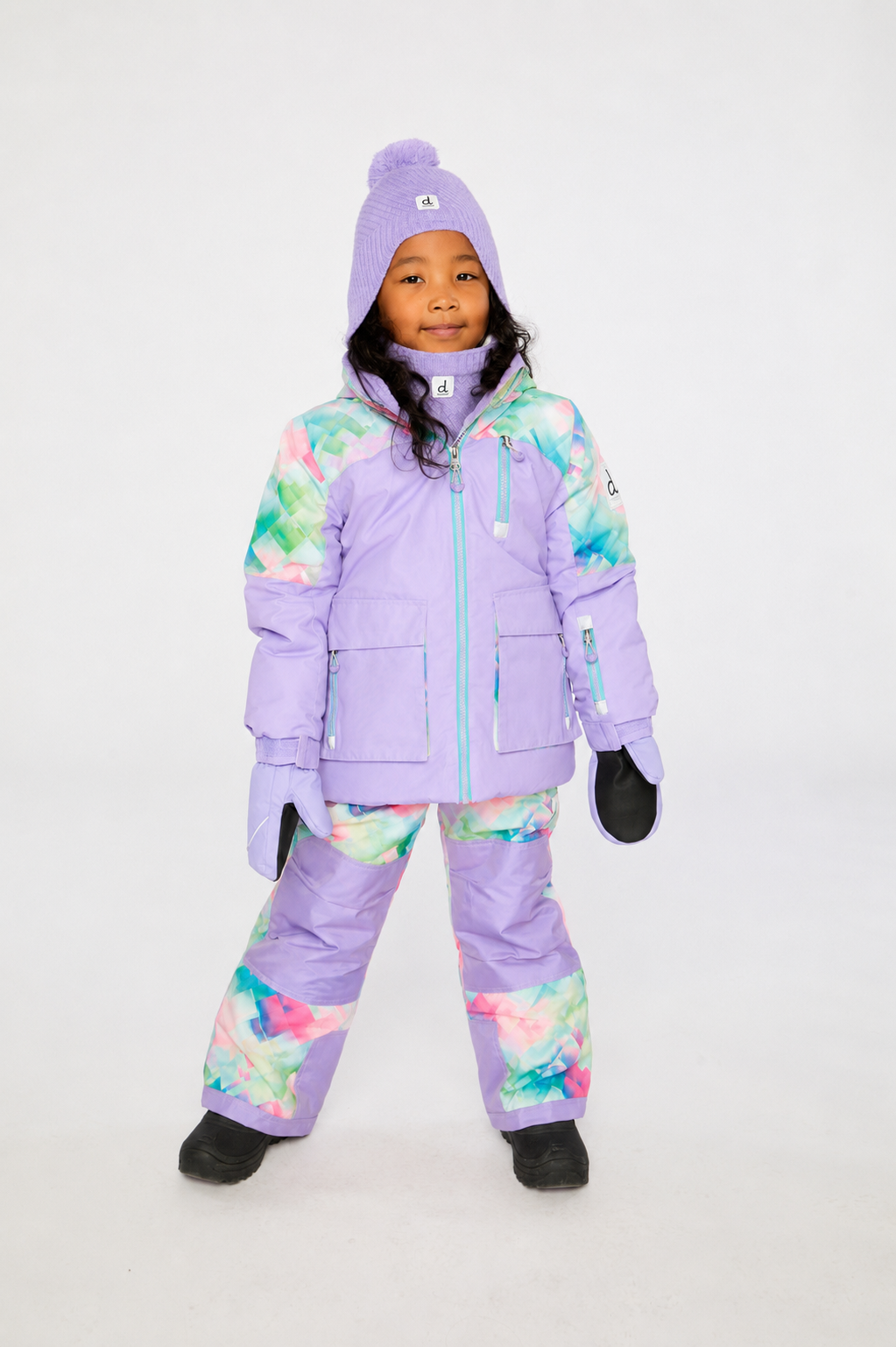 Two Piece Play Snowsuit Multicolored With A Diamond Pattern-3