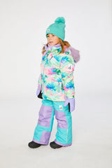 Two Piece Play Snowsuit Multicolored With A Diamond Pattern With Turquoise And Purple Pants-3