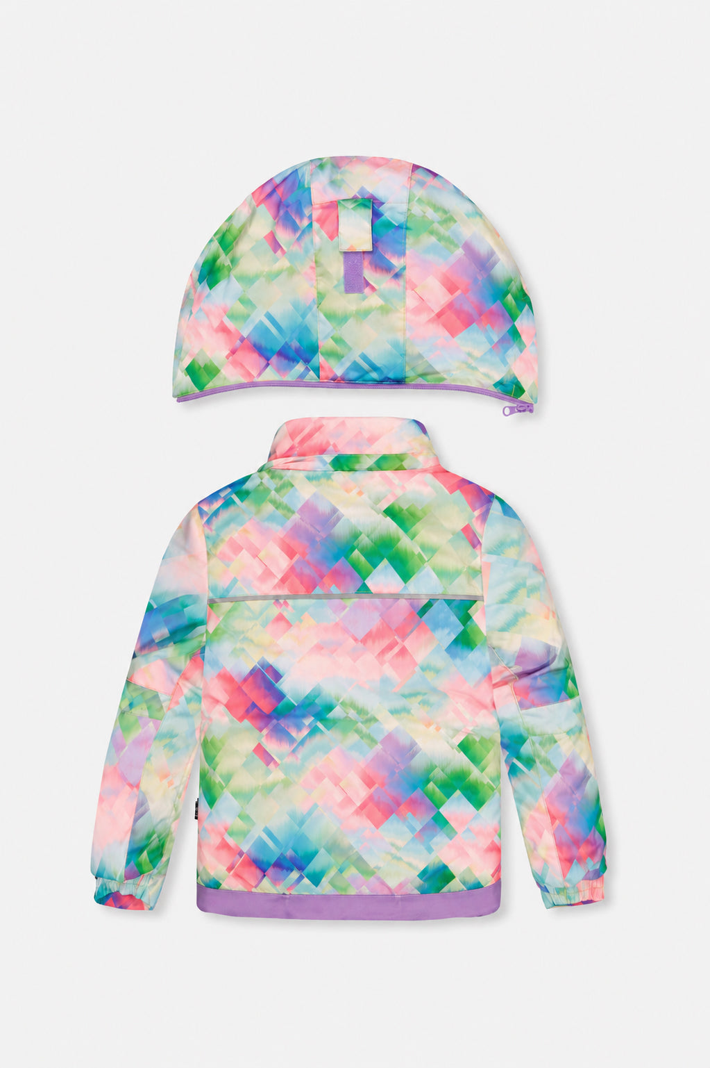 Two Piece Play Snowsuit Multicolored With A Diamond Pattern With Turquoise And Purple Pants-4