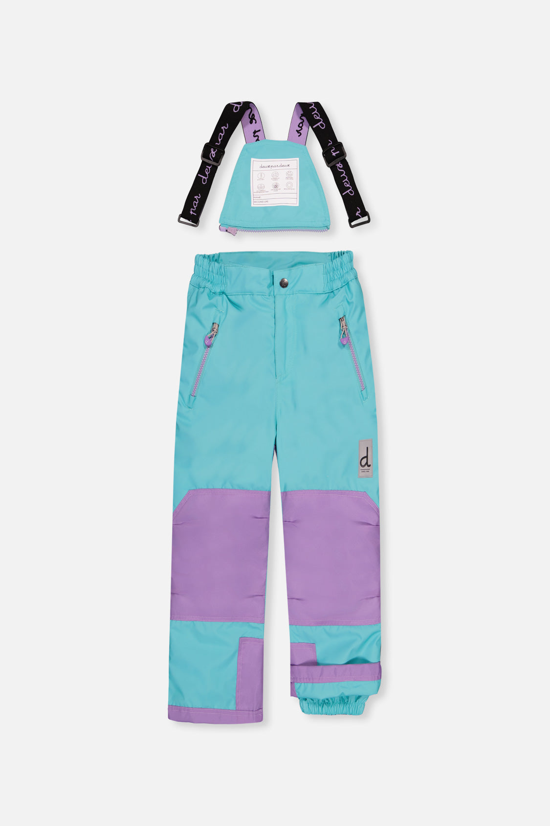 Deux par Deux Two Piece Play Snowsuit Multicolored With A Diamond Pattern With Turquoise And Purple Pants