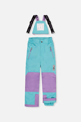 Deux par Deux Two Piece Play Snowsuit Multicolored With A Diamond Pattern With Turquoise And Purple Pants