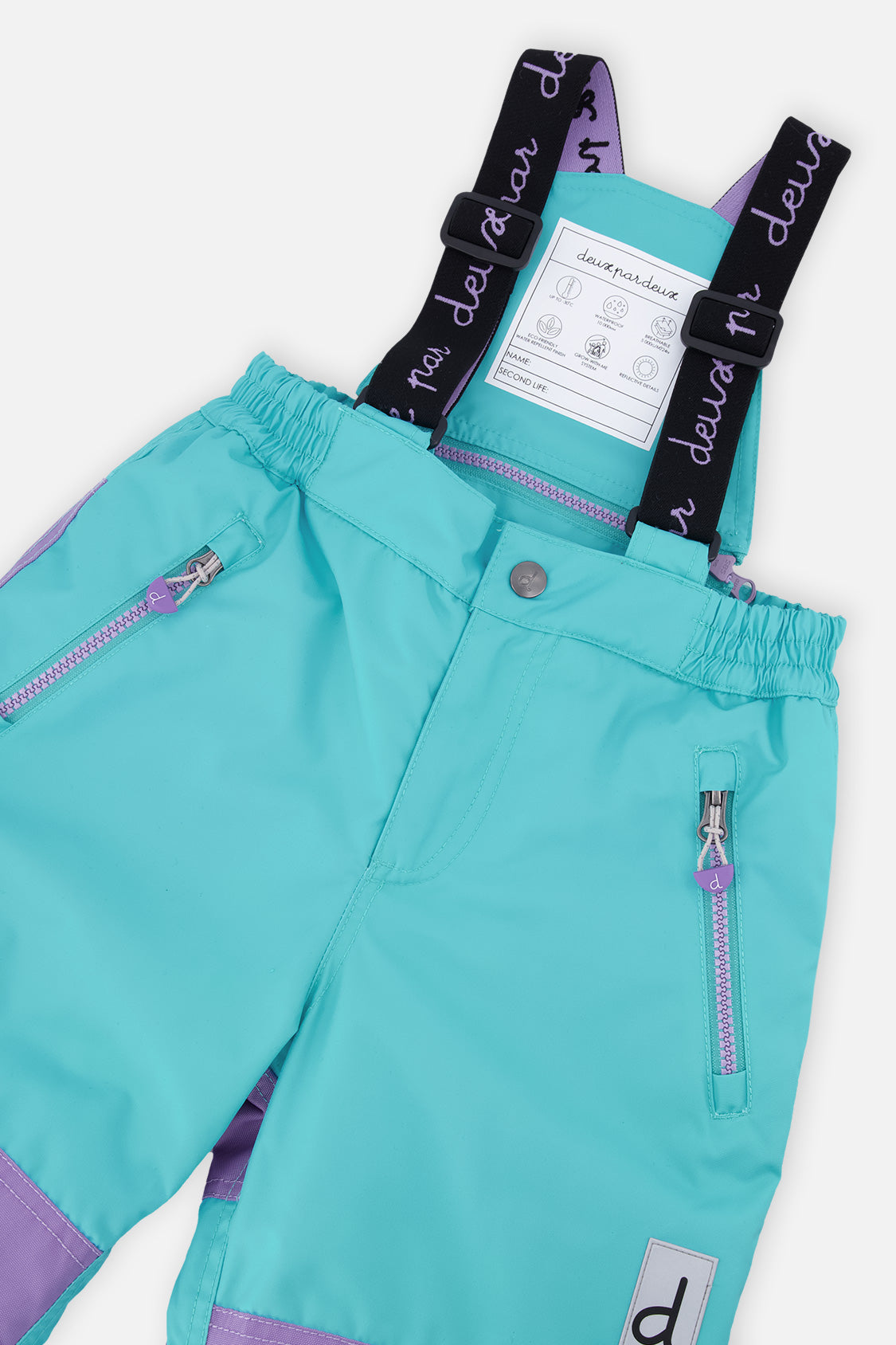 Deux par Deux Two Piece Play Snowsuit Multicolored With A Diamond Pattern With Turquoise And Purple Pants