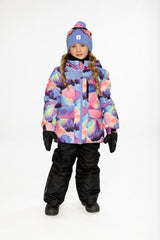 Two Piece Play Snowsuit Pink Mountain Print With Black Pants-1