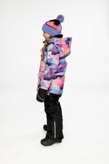 Two Piece Play Snowsuit Pink Mountain Print With Black Pants-2