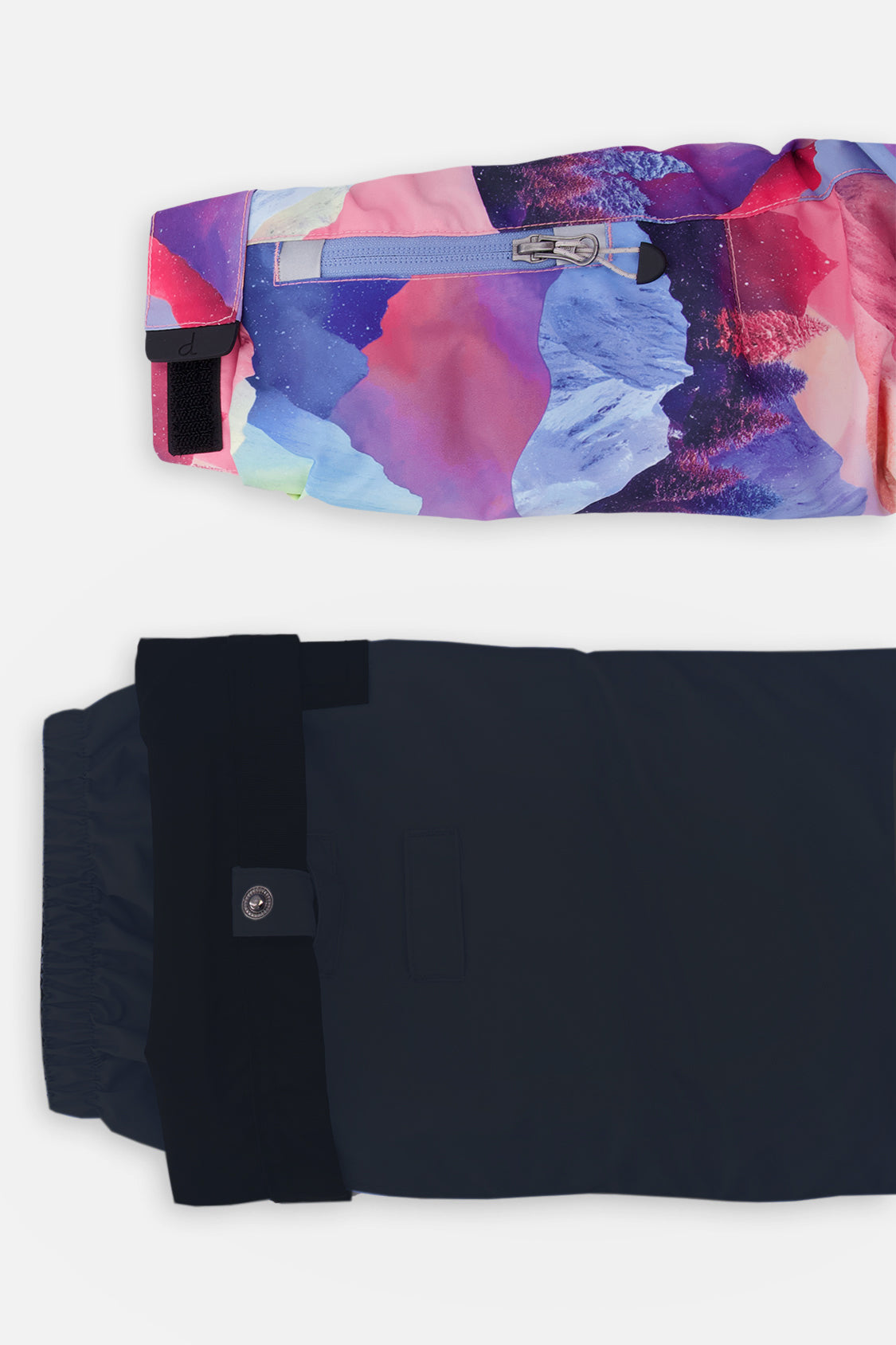 Deux par Deux Two Piece Play Snowsuit Pink Mountain Print With Black Pants