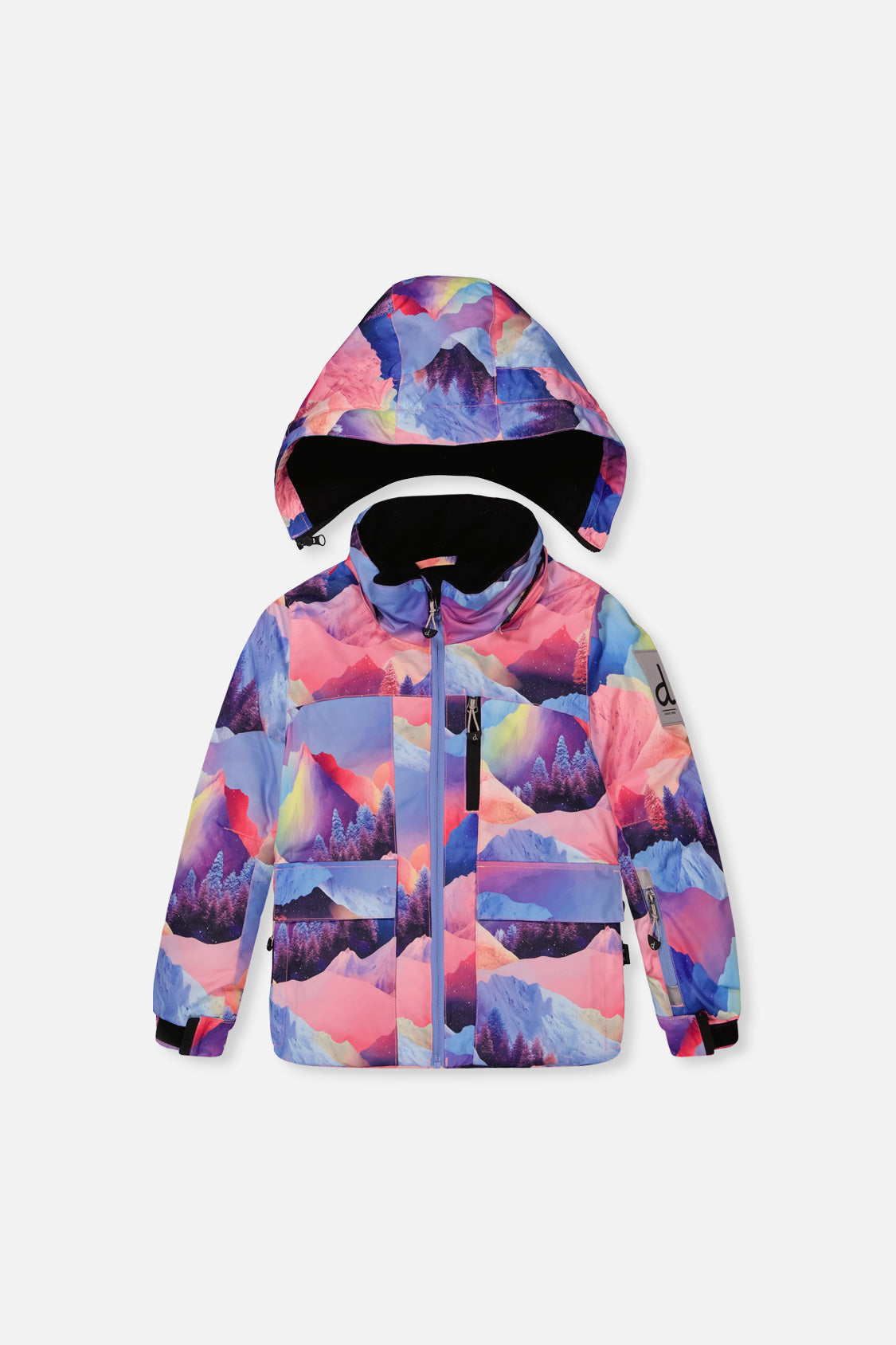 Two Piece Play Snowsuit Pink Mountain Print With Black Pants-4