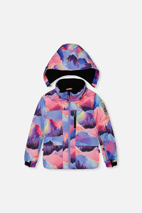 Two Piece Play Snowsuit Pink Mountain Print With Black Pants-4