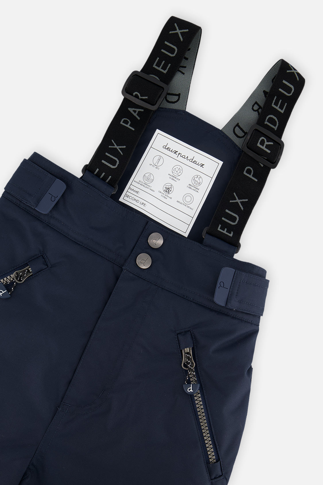 Deux par Deux navy blue PLAY snow pants, alternate view