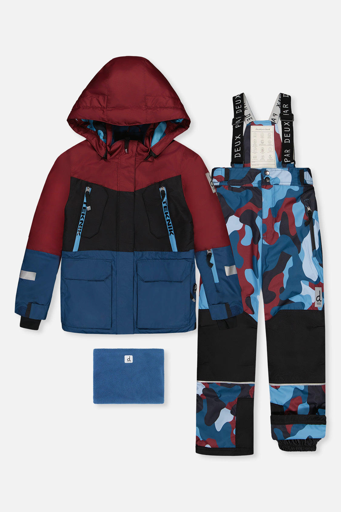 Two Piece Teknik Snowsuit Blue And Red Camouflage-0