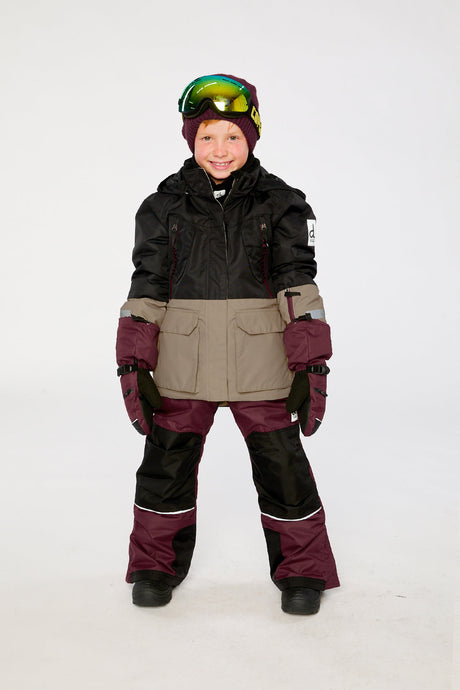 Two Piece Teknik Snowsuit Black Beige And Burgundy-1