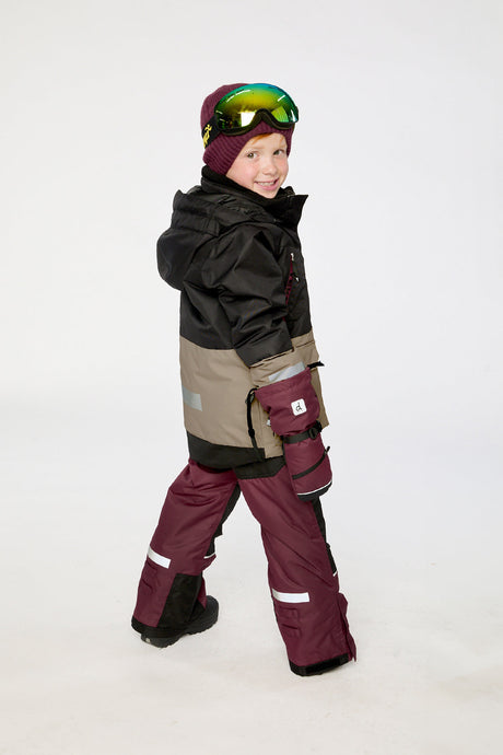 Two Piece Teknik Snowsuit Black Beige And Burgundy-3