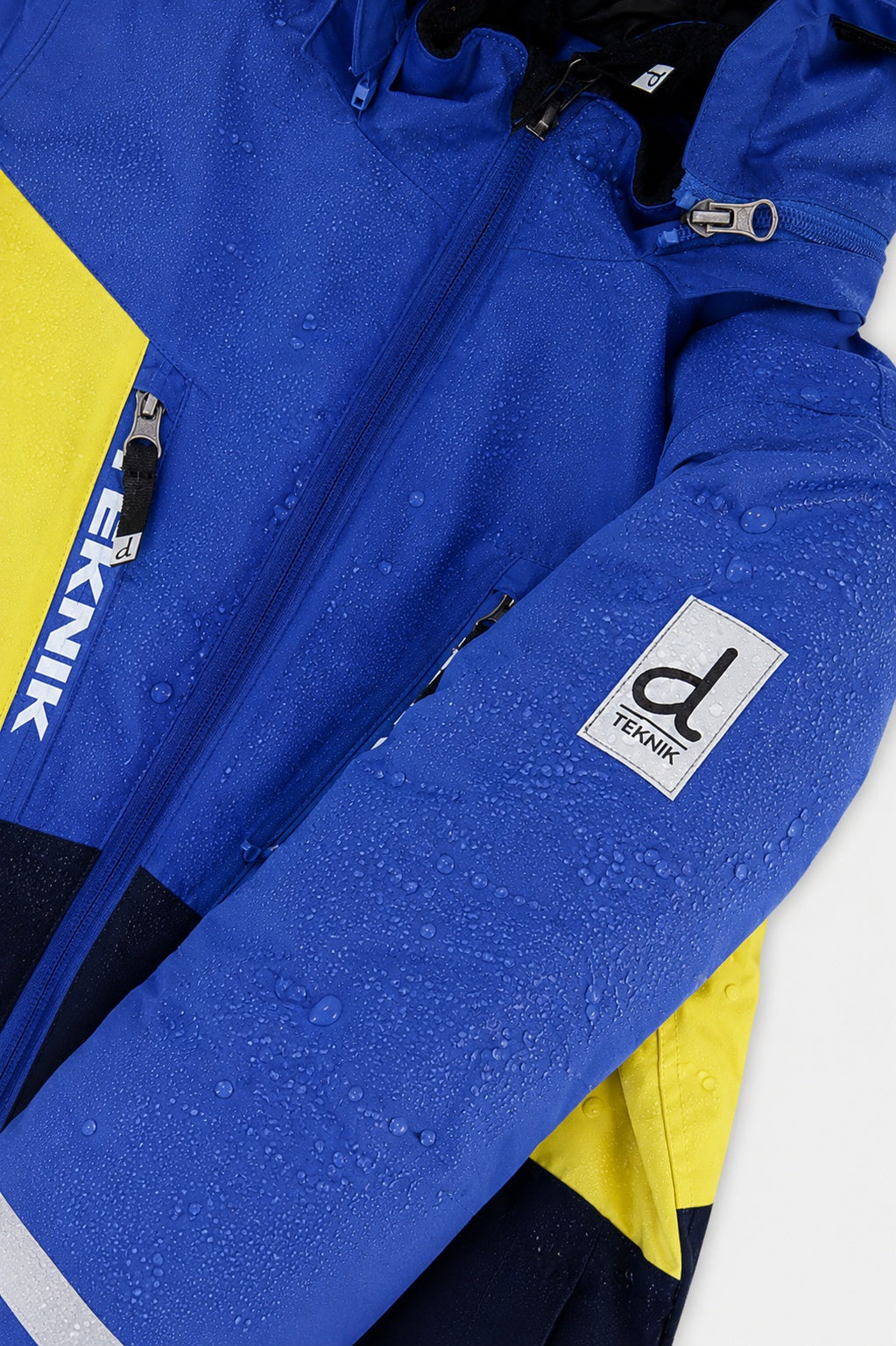Deux par Deux boys' TEKNIK two-piece snowsuit in royal blue and yellow, additional product view