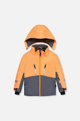 Two Piece Teknik Snowsuit Bright Orange Grey And Taupe-4