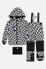 Two Piece Teknik Snowsuit White Checkered Print-0