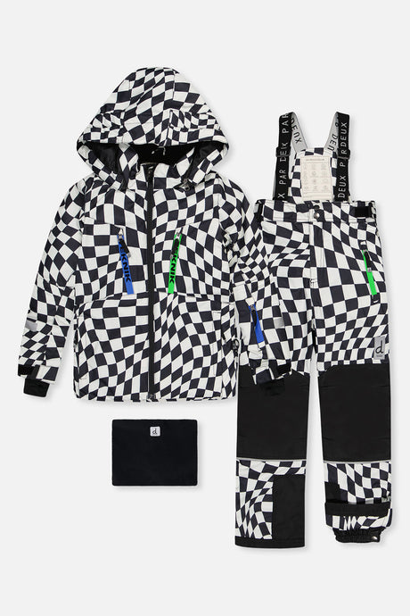 Two Piece Teknik Snowsuit White Checkered Print-0