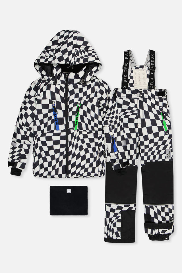 Two Piece Teknik Snowsuit White Checkered Print-0