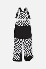 Back view of the checkered TEKNIK snow pants with black reinforced seat
