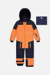 Kids One Piece Teknik Snowsuit Bright Orange And Blue-0