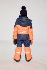 Kids One Piece Teknik Snowsuit Bright Orange And Blue-3
