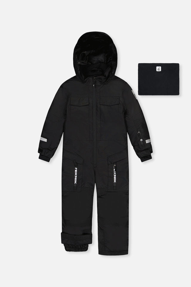 Kids One Piece Teknik Snowsuit Black-0