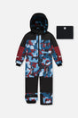 Kids One Piece Teknik Snowsuit Blue And Red Camouflage-0