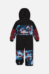 Kids One Piece Teknik Snowsuit Blue And Red Camouflage-4