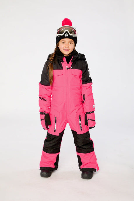 Kids One Piece Teknik Snowsuit Bright Pink-1