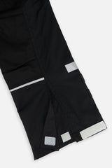 Deux par Deux girls' Teknik two-piece snowsuit, off-white and pink jacket with black pants – snow pant leg and hem detail