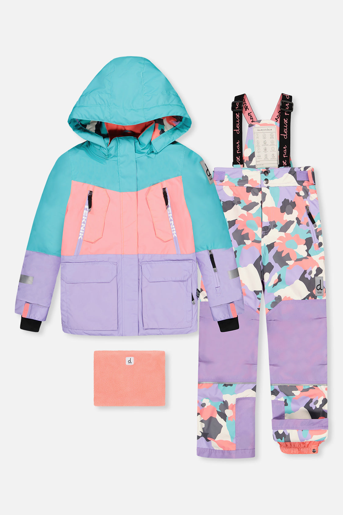 Two Piece Teknik Snowsuit Turquoise Orange And Mauve-0