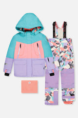 Two Piece Teknik Snowsuit Turquoise Orange And Mauve-0