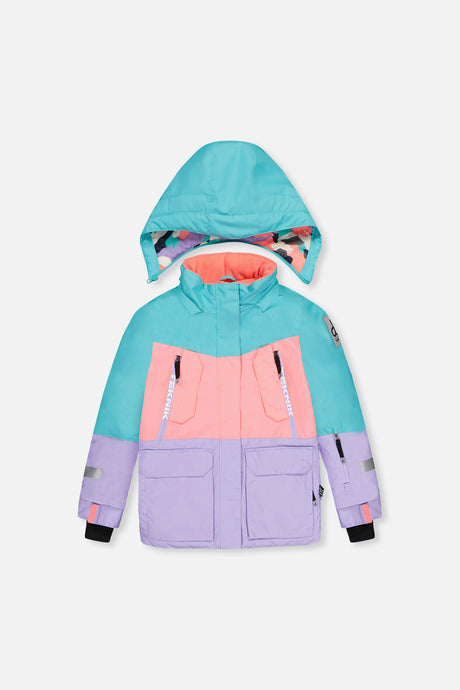 Two Piece Teknik Snowsuit Turquoise Orange And Mauve-4
