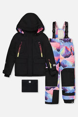 Two Piece Teknik Snowsuit Pink Print With Blue Mountains-0