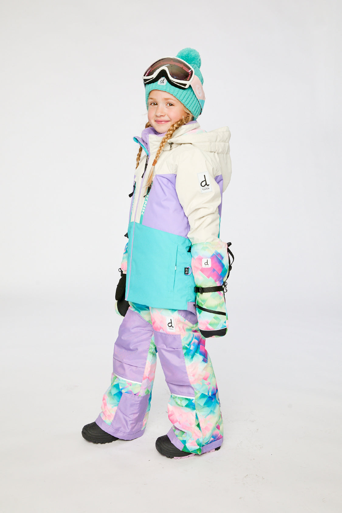 Two Piece Teknik Snowsuit Multicolored With A Diamond Pattern-2