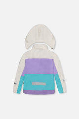 Deux par Deux girls' TEKNIK two-piece snowsuit in a multicolored diamond pattern, alternate view