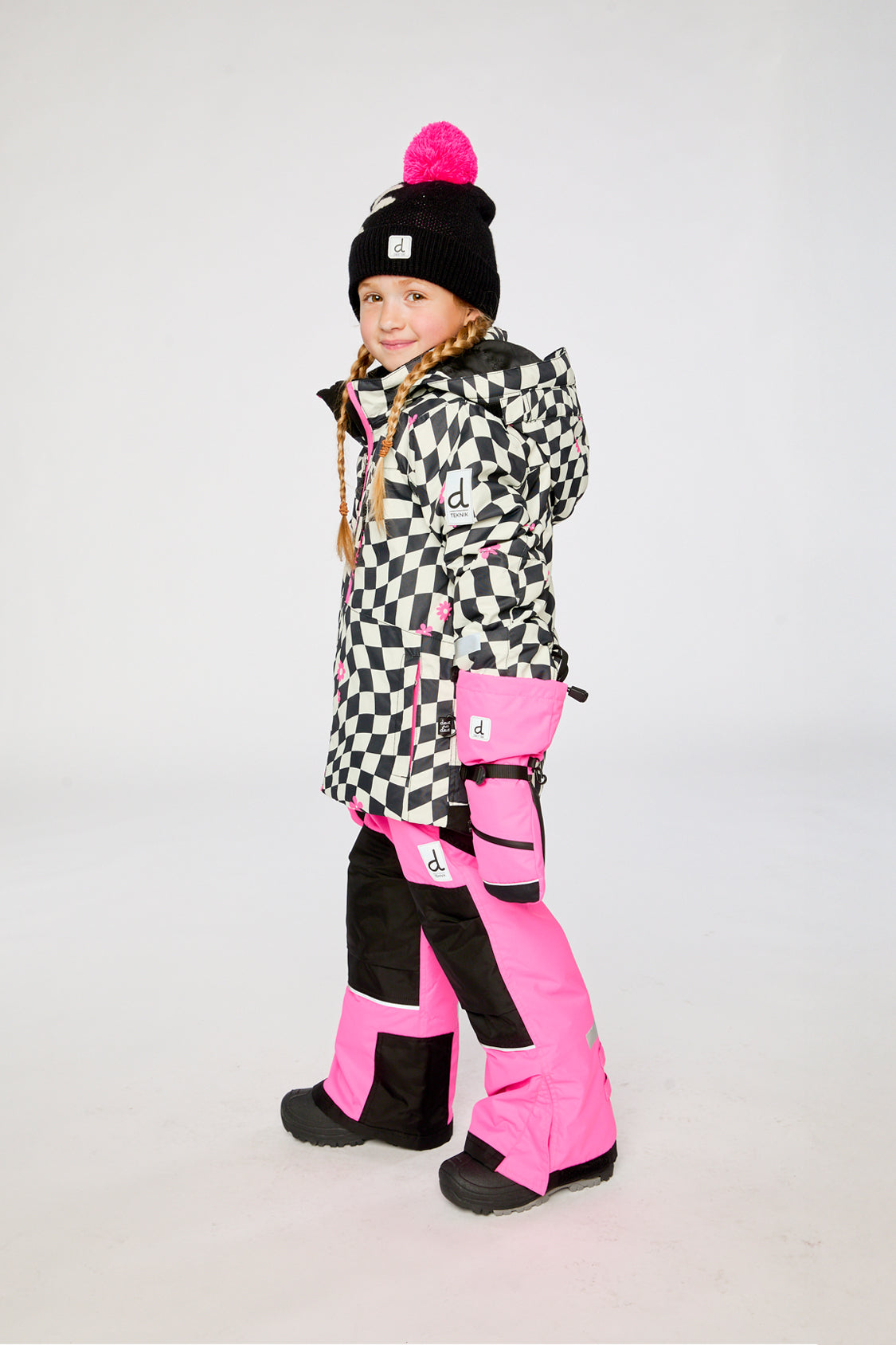Two Piece Teknik Snowsuit Bright Pink And Checkered-2