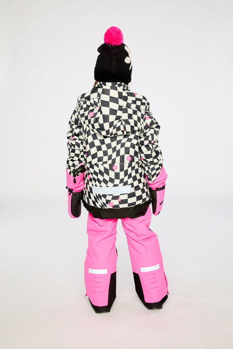 Two Piece Teknik Snowsuit Bright Pink And Checkered-3