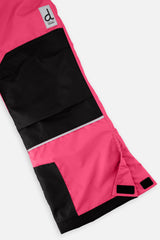 Deux par Deux girls' TEKNIK two-piece snowsuit in bright pink checkered print, extra product view