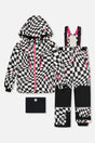 Two Piece Teknik Snowsuit White And Bright Pink Checkered Print-0