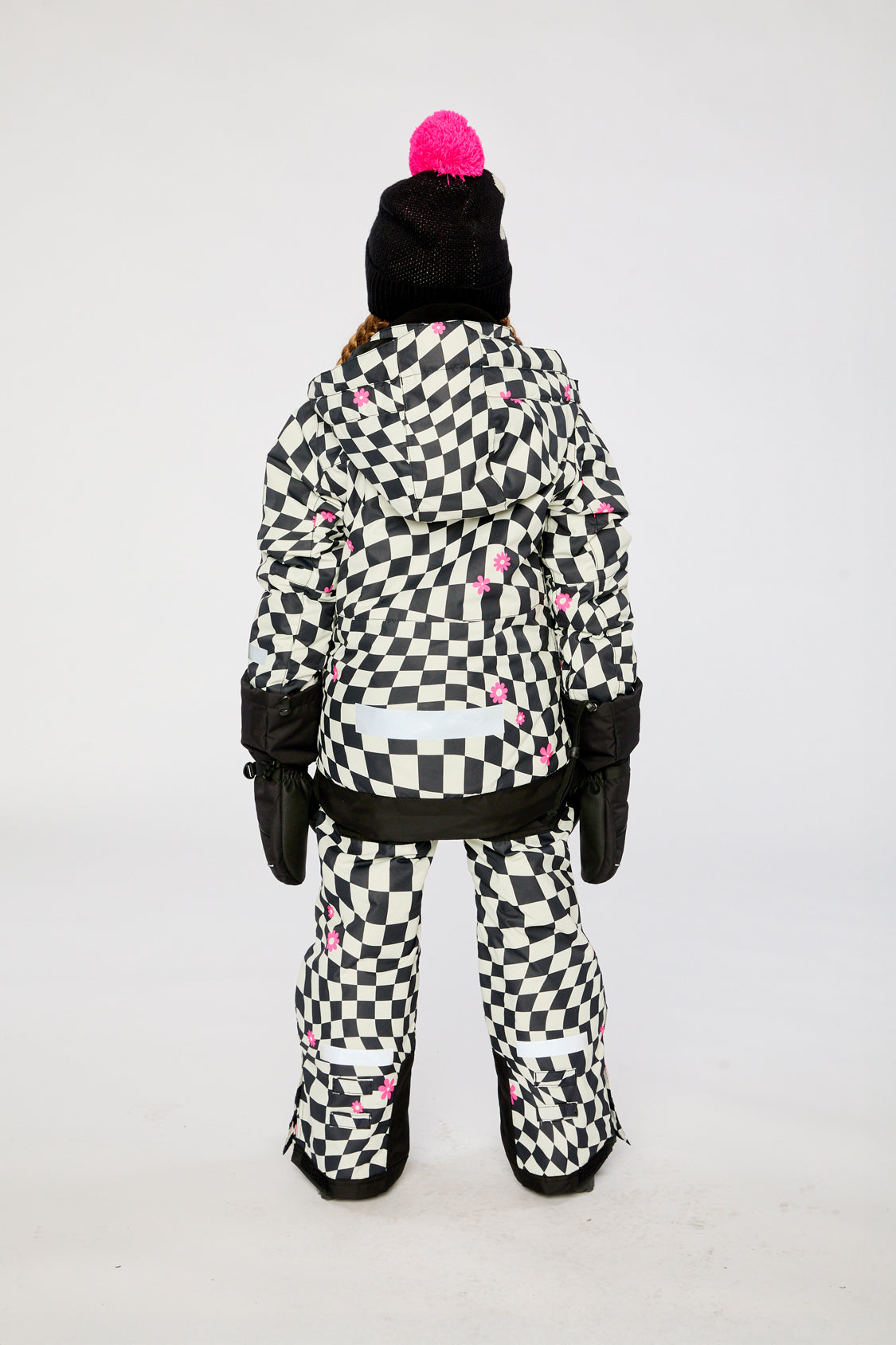 Two Piece Teknik Snowsuit White And Bright Pink Checkered Print-3